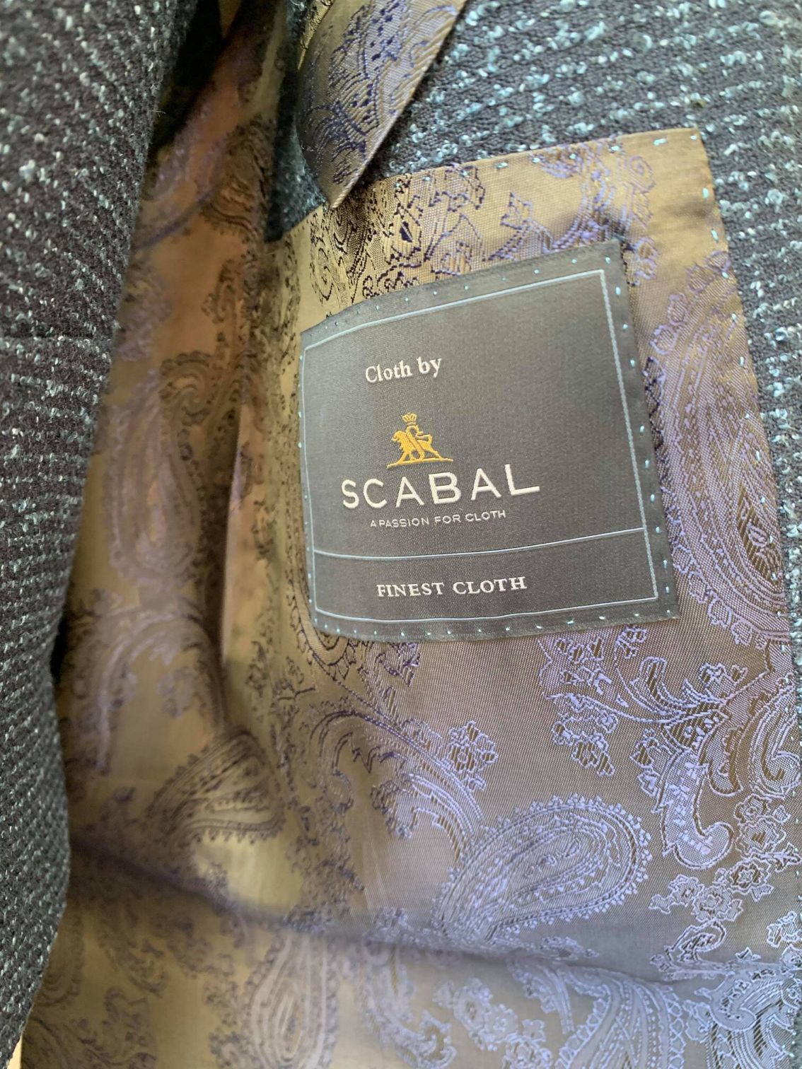 Inside of a jacket with Scabal label