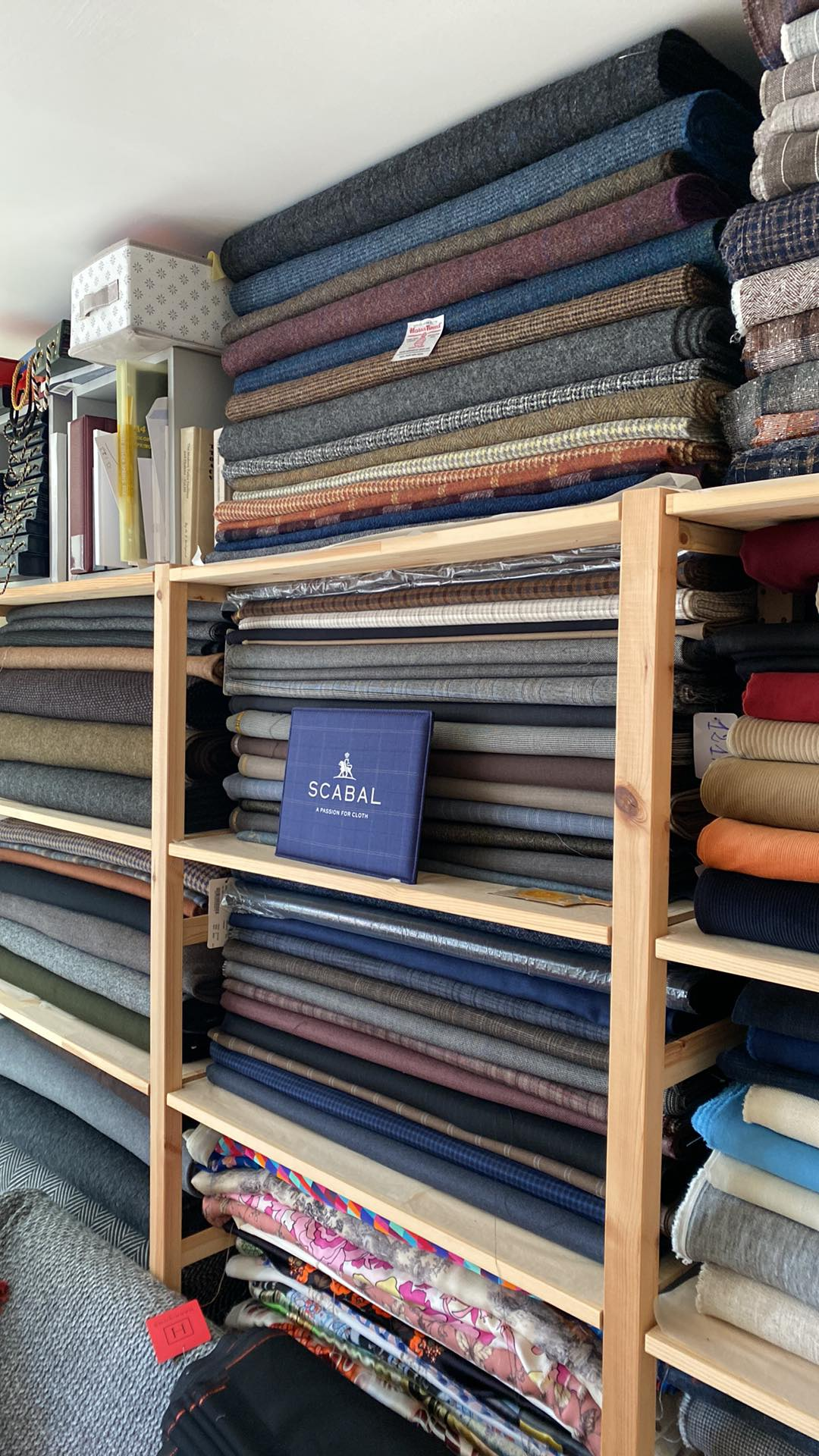 View of fabrics in my local fabrics store in Presteigne, Wales
